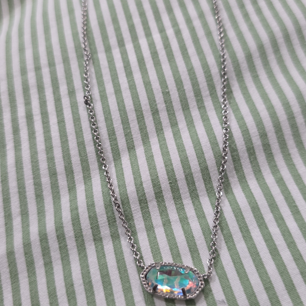 Kendra Scott Elegant Silver Necklace with Blue Gemstone
